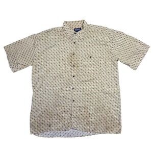 HONORS Mens Large‎ Short Sleeve Button Up Shirt Abstract Print Y2k Punk Skater